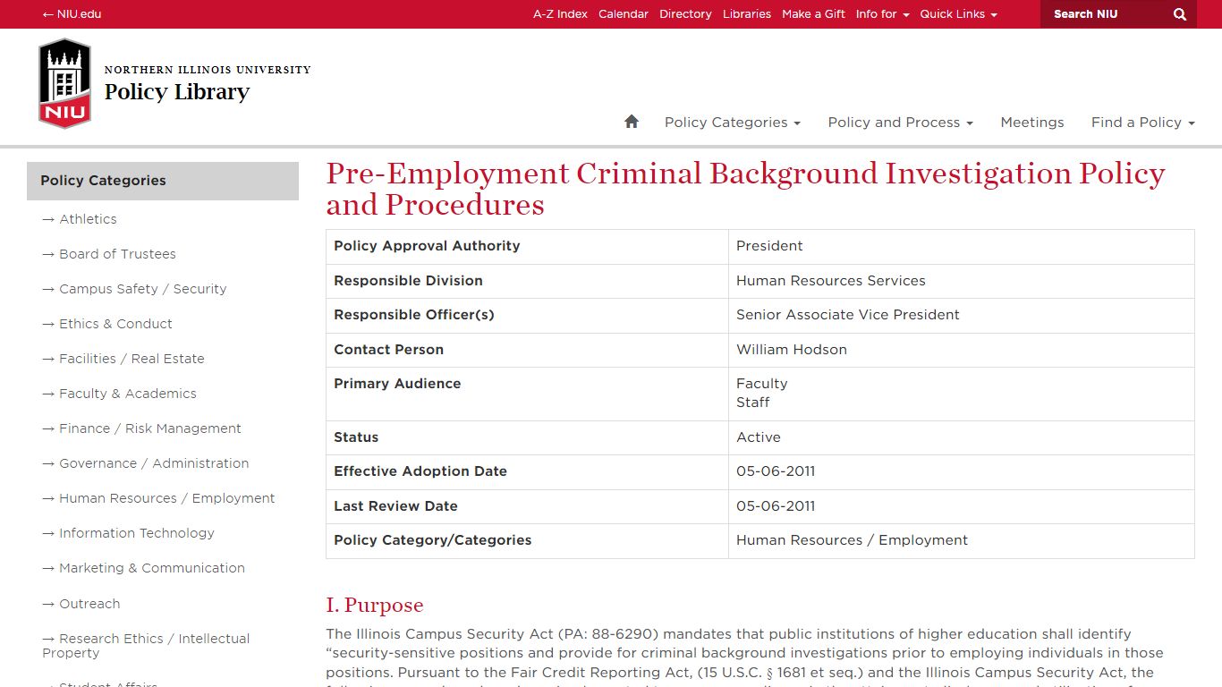 Pre-Employment Criminal Background Investigation Policy and Procedures ...